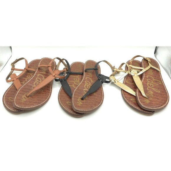 Sam Edelman Shoes - Sam Edelman Women's Leather Thong Sandals Set Of 3 - Black Brown & Gold
